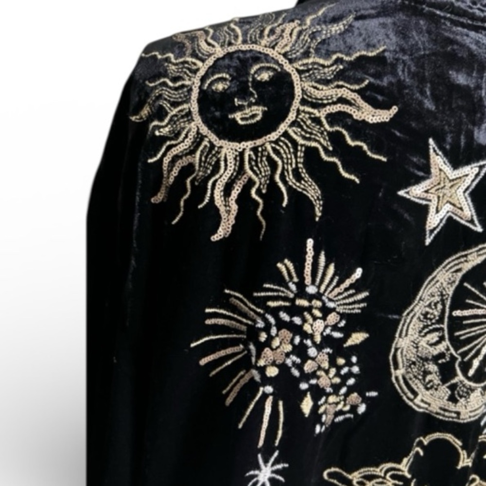 Johnny Was heavily embroidered celestial Miaora Velvet Kimono Shirt/Jacket NWT - Picture 6 of 16